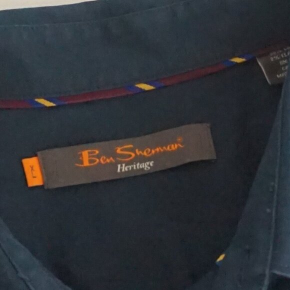 Ben Sherman Heritage Navy 98% Cotton Button Down Regular Fit Dress Shirt XL - Picture 9 of 9